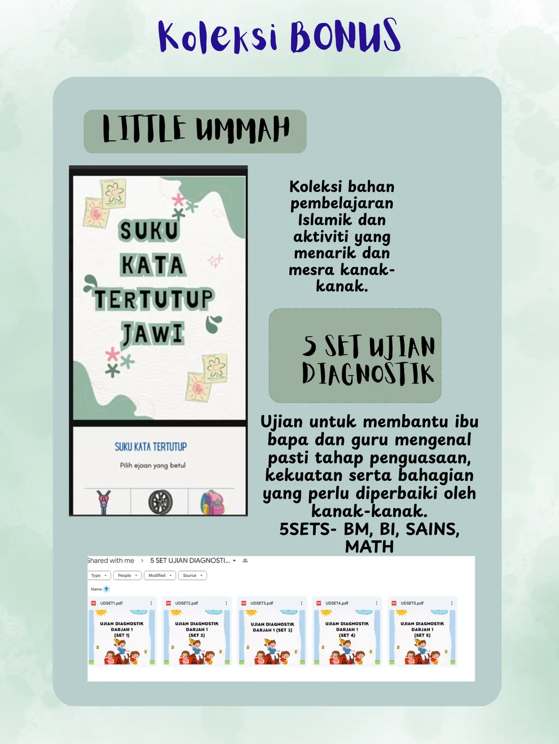 Koleksi Bonus — Little Ummah dan 5 Set Ujian Diagnostik