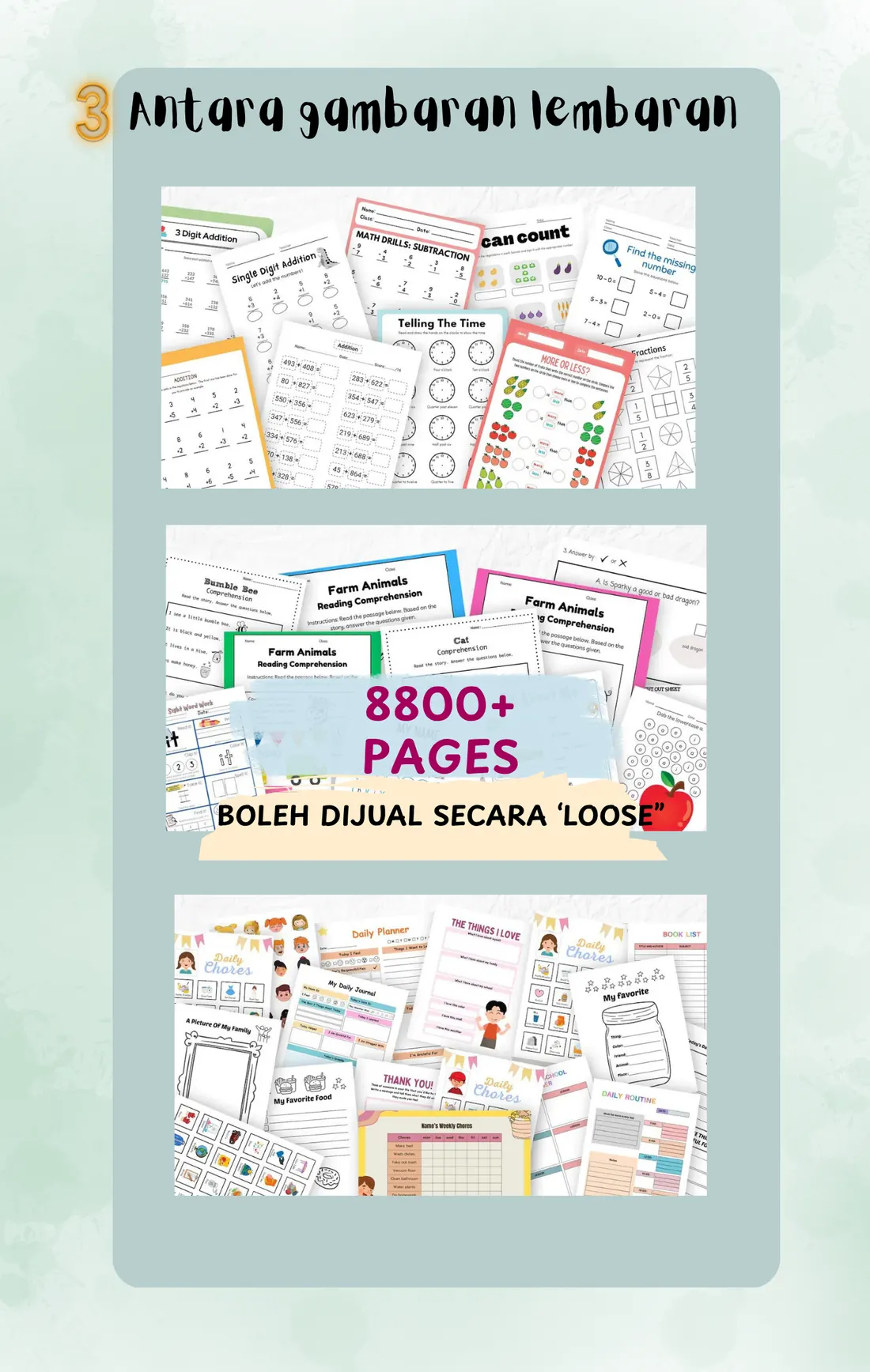 Contoh lembaran kerja — 8800+ Pages, boleh dijual secara loose
