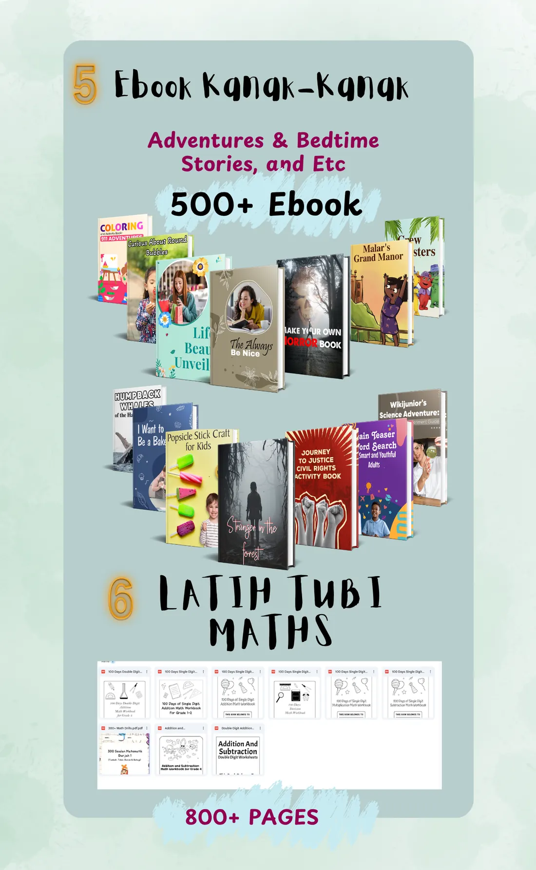 Ebook Kanak-Kanak 500+ Ebook dan Latih Tubi Maths 800+ Pages